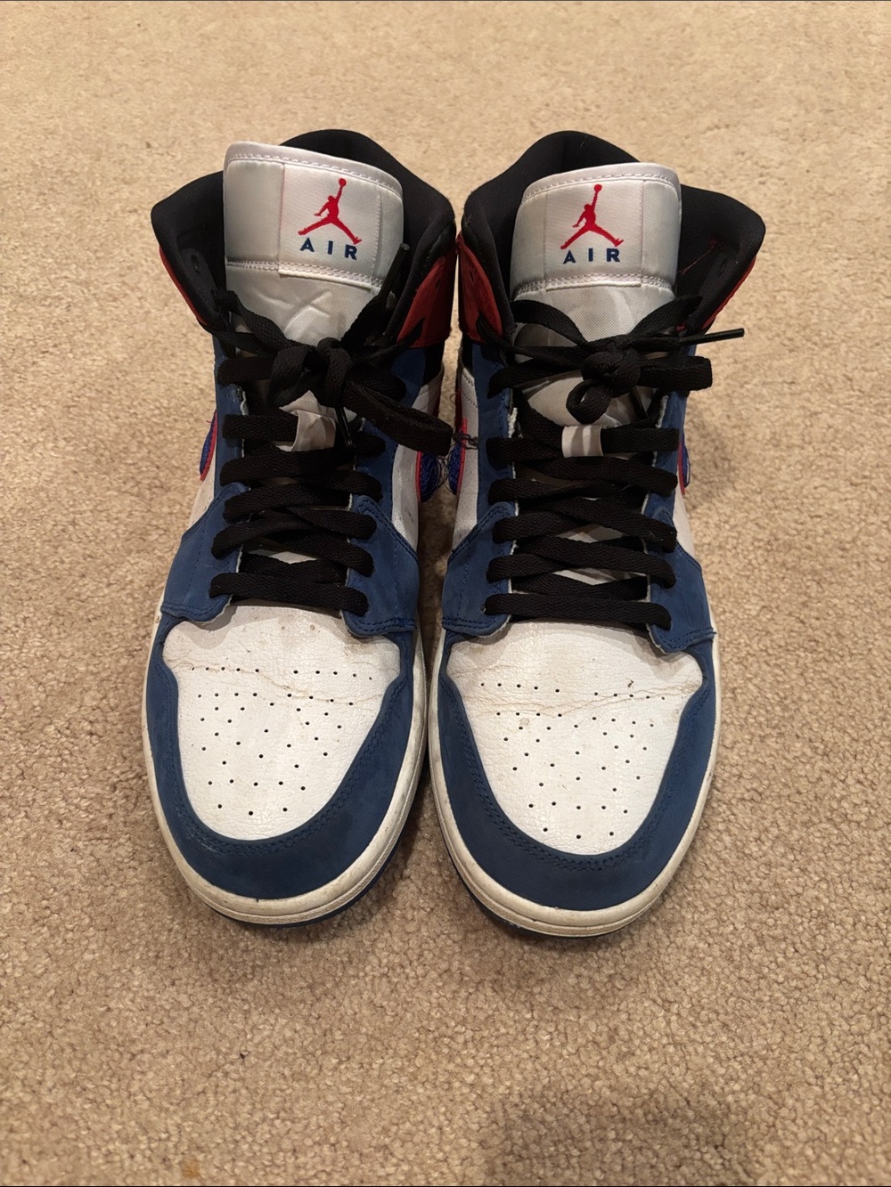 Jordan Air 1 High Top Sneakers - White/Blue/Red/Black - Picture 1 of 6